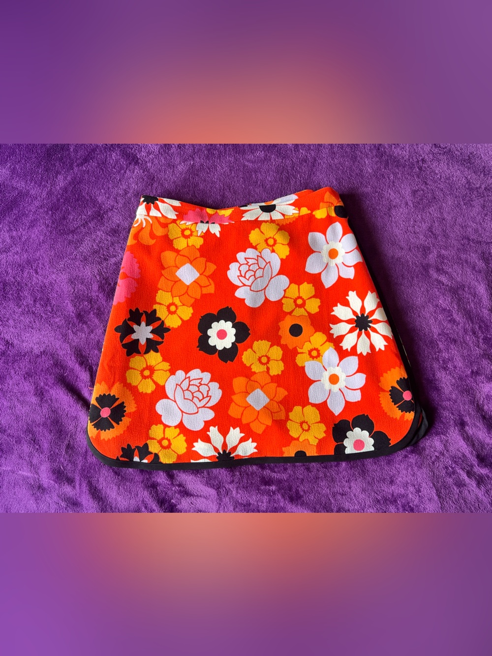 Victoria Beckham for Target Floral Orange A-Line Mini Skirt with lining size S